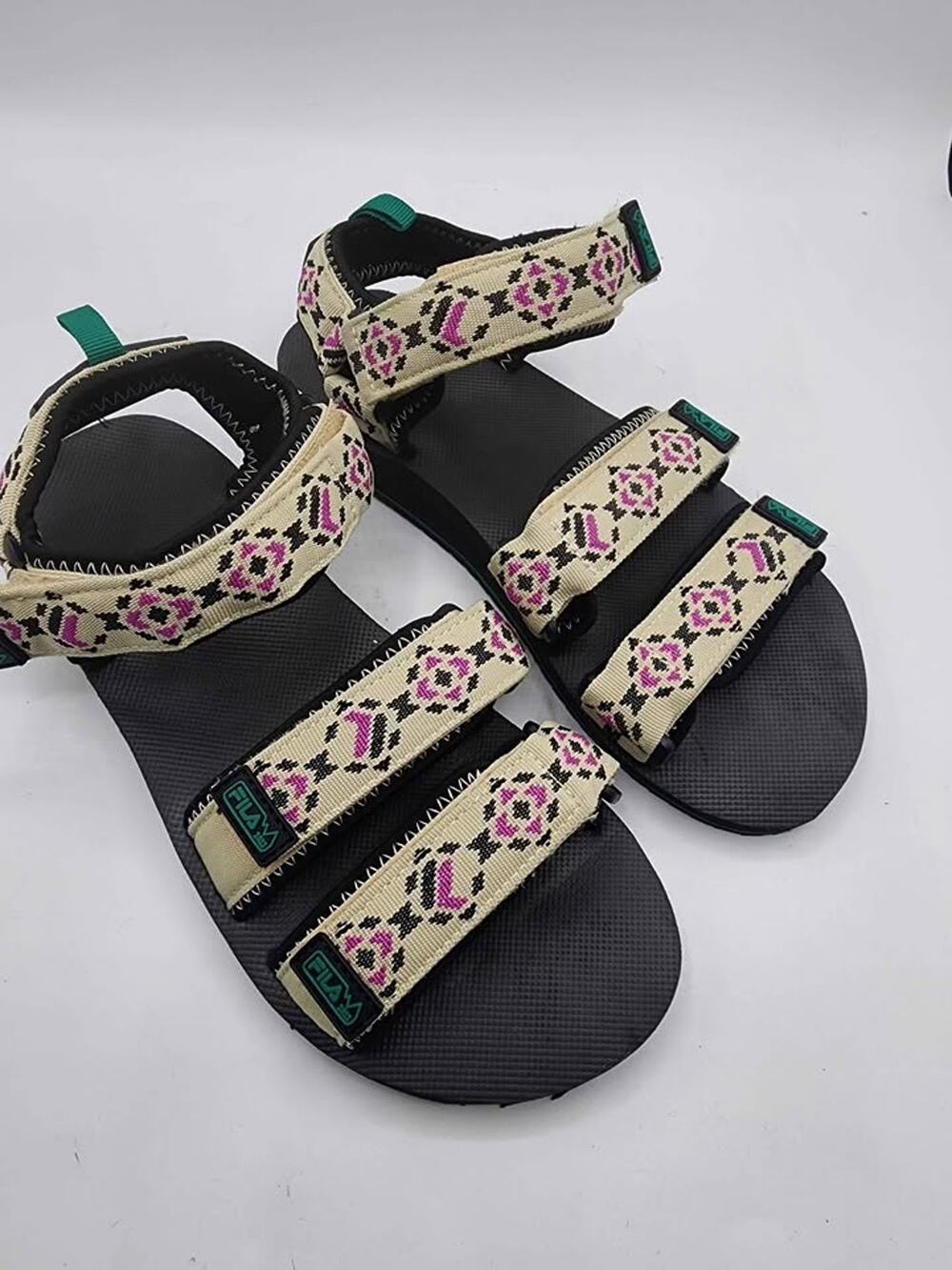 FILA Alteration Strap Sandals Womens 8 Tan Black Pink Aztec Tribal Hiking Water